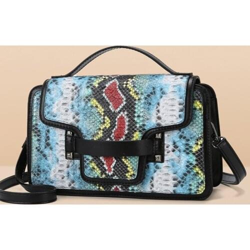 Snake Print Design PU Leather Crossbody Bags for Women 2021 New Small Fashion Shoulder Bags Luxury Ladies Purse And Handbags Sac