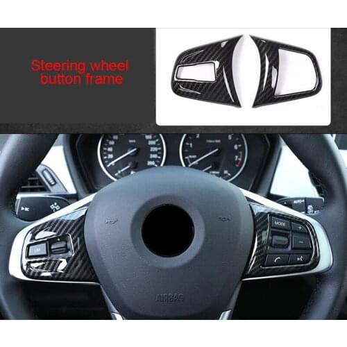 For BMW 2 series Gran tourer F46 218i 220i 2015-2019 carbon fiber Steering wheel button frame 2pcs