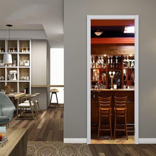 European Bar Counter DIY Door Stickers Home Decoration Wall Stickers Living Room Art Mural Waterpoof Peel & Stick PVC Wallpaper