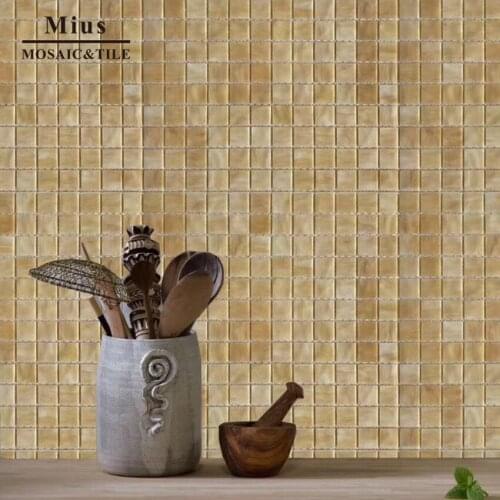 Hot style 3mm thickness kitchen beige blend glass mosaic tiles