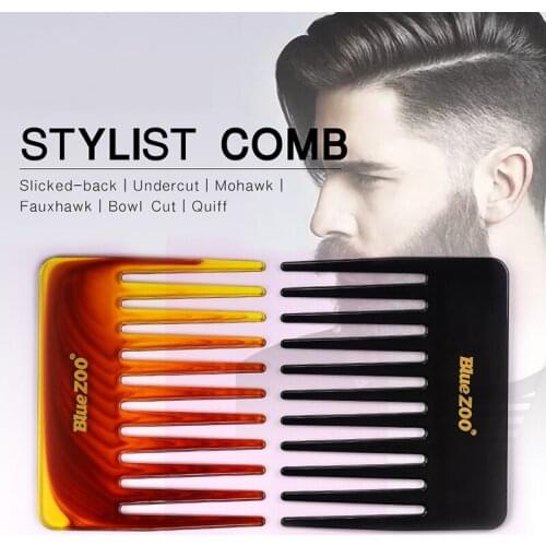 Blue Zoo hair comb wide teeth single side black Amber colors big size mens hair care tool hair massage oil comb BZ141