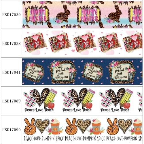 HuangTao 22MM 25MM 38MM 50MM 75mm Printed Pattern on Grosgrain Ribbon for diy ribbon