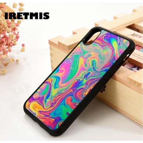 Iretmis 5 5S SE 6 6S Soft TPU Silicone Rubber phone case cover for iPhone 7 8 plus X Xs 11 Pro Max XR Trippy Paint Spill