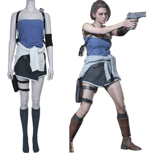 Evil 3 Jill Valentine Cosplay Costume Uniform Outfit Full Suit Adult Women Top+Shorts Halloween Carnival Costumes