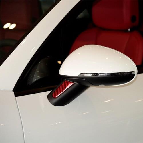 Red Genuine Carbon Fiber For Porsche MACAN 2014-2021 Car Rearview Mirror Base Cover Trim Styling Sticker
