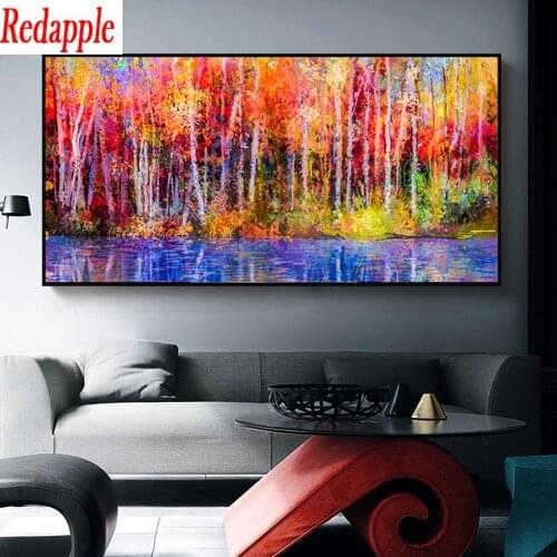 Colorful Forest Abstract Diamond Painting Full Square Drill Handmade Craft Diy Diamond Embroidery Sale Scenery Mosaic Needlework