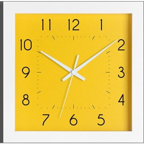 Brief square wooden silent wall clock Stylish literature and art office decorative wall clock No glass cover