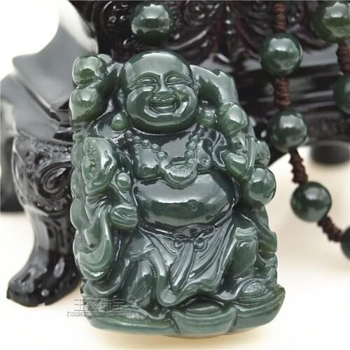 KYSZDL 100% Natural Hand-carved Hetian yu stone Buddha Pendant men and women necklace pendant jewelry gift free rope