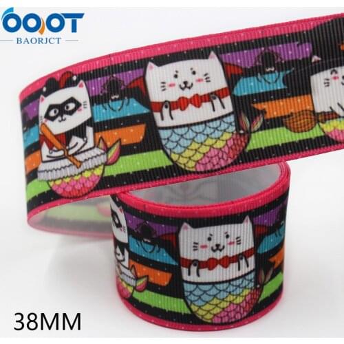 L-20829-910,38MM10yards,Halloween cartoon Printed grosgrain Ribbons,bow cap accessories and decorations,DIY handmade