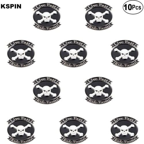 Live Fast Ride Fast Lapel Pin Flag badge Brooch Pins Badges 10Pcs a Lot