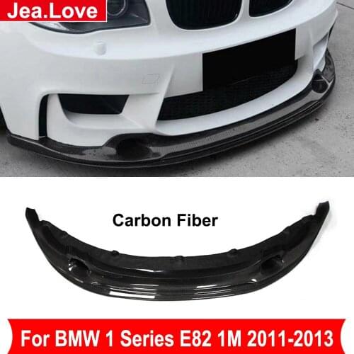R Style Real Carbon Fiber Material Front Bumper Chin Lip Front Shovel For BMW 1 Series E82 1M 2011-2013 Car Tuning Modification