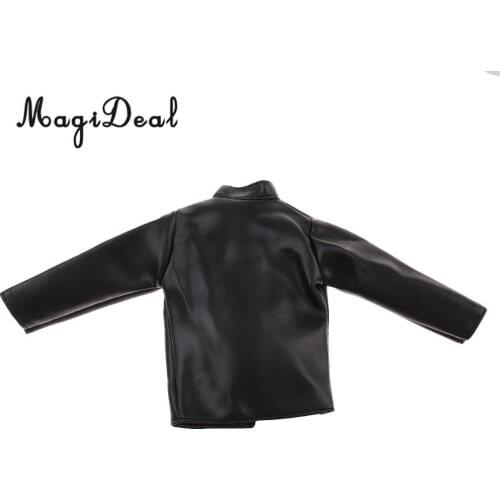 MagiDeal 1/6 Scale Black PU Leather Male Jacket Coat Clothes for 12 Inch Action Figures Doll Toys Accessories