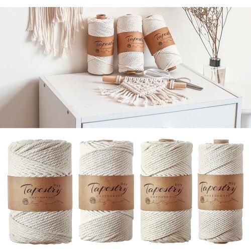 Natural Macrame Cord 2-5mm Cotton Cord 50-100m Strand Cotton Rope for DIY Projects Macrame Rope