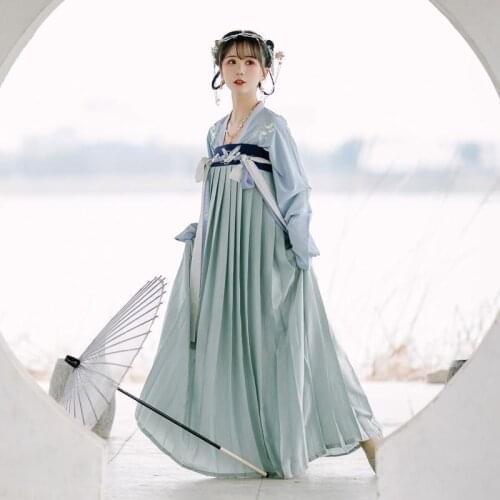 Young Lady Clothes Hanfu Teen Ethnic Traditional Dress Chinese Long Sleeve Adult Female Ancient Chinese Costume