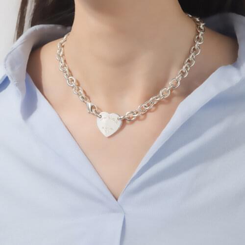 TIFFON 1:1 925 Sterling Silver Oval Pendant Necklace Original LOGO High Quality Jewelry Lovers Amazing Birthday Anniversary Gift