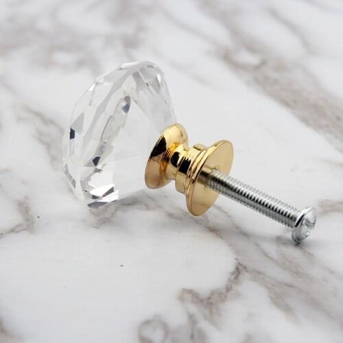 30mm Crystal Glass Knobs Cupboard Pulls Drawer Knobs Kitchen Cabinet Handles Furniture Handle Hardware