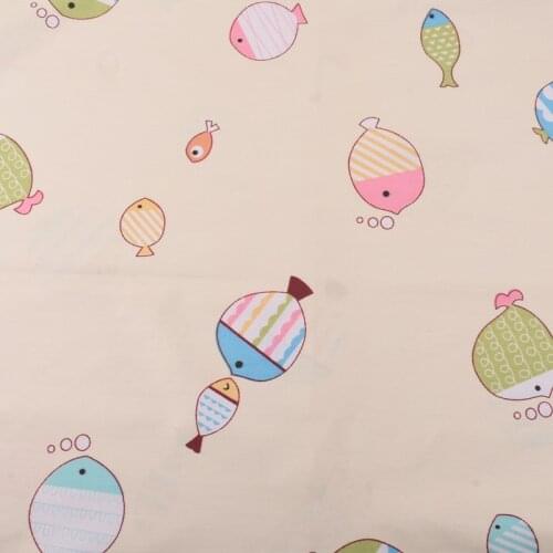 QUAN FANG Cartoon fish Printed Twill Cotton Fabric For DIY Sewing Quilting Handicraft For Baby Children Material Meter 100x160cm