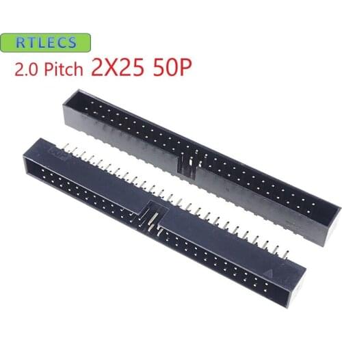 5 Pcs Box Header 50 Pin 2x25P 2.0mm Pitch Male Shrouded PCB straight IDC Socket dual rows space 2.0 Through hole DIP