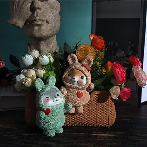 Cute Cartoon Rabbit Statue Fleshy Resin Flowerpot Simple Creative Green Plant Living Room Home Decoration Decoration Flowerpot