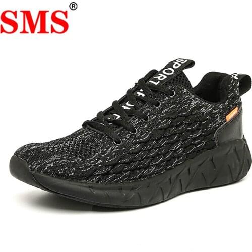 SMS Men Sneakers Mesh Breathable Running Sport Shoes Male Lace Up Non-slip Low Sneakers Casual Shoes Tenis Masculino Plus Size