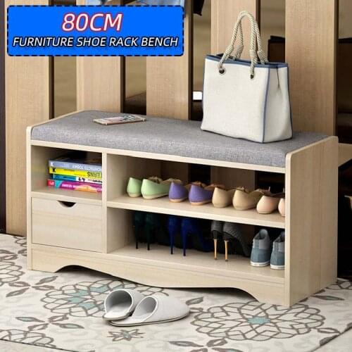 Wood Shoe Cabinet Corridor Shoe Stool Rack Can Sit On The Shoe Changing Stool Bench Solid Wood Cabinet For Home Shower Room
