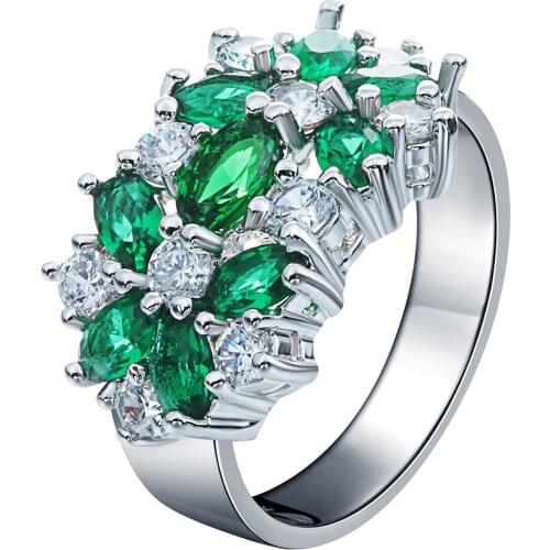 Wedding Rings for women Trendy jewelry girlfriends gift elegant AAA Green Stone czech Charm finger Engagement Ring Drop Shipping