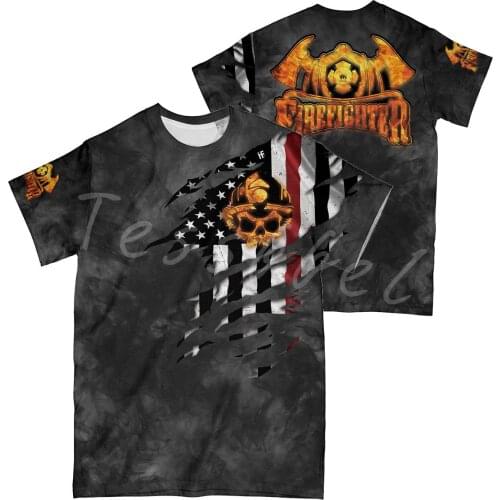 Tessffel Firefighter 3D Print Fashion Summer Men‘s T-Shirts Undershirts Harajuku Tees Short-Sleeve Casual Brand Streetwear F5