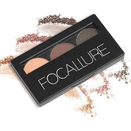 3 Color Waterproof Eye Shadow Eyebrow Powder Make Up Palette Women Beauty Cosmetic Eye Brow Makeup Kit Set by Focallure