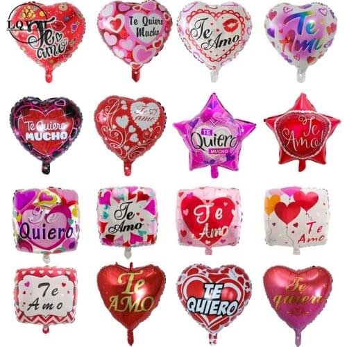 10pcs 18'' Spanish globos anniversary I love you ballon love wedding Valentines Day groom and bride helium Aluminium film globo