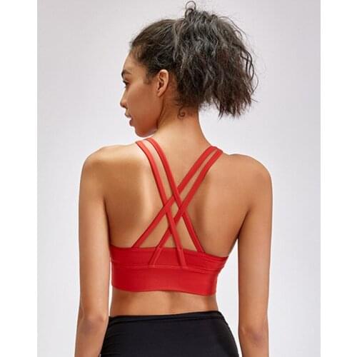 Yoga Fitness Sports Bra Cross Yoga Workout Sport Bra Tops Women Naked-feel Brushed Back Shockproof Push Up Running Gym Brassiere