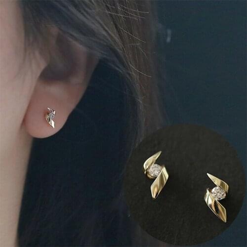 PONYKISS Trendy 925 Sterling Silver Spiral Zircon 14K Gold Stud Earrings For Women Punk Fine Jewlry Design Gift Drop Shipping