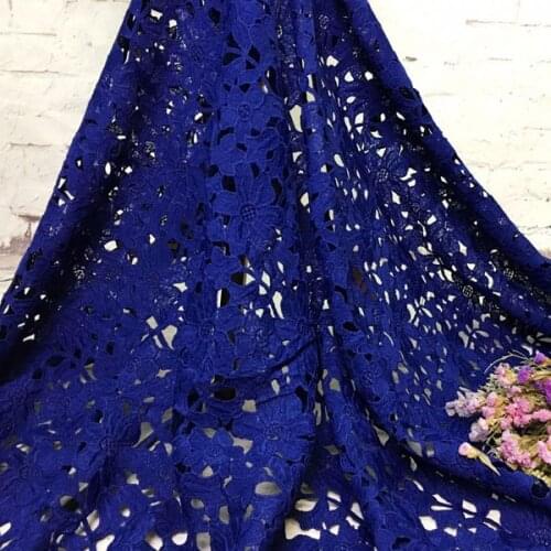 1Yard High Quality Black White Nigerian African Lace Fabrics Blue Red Guipure Cord Lace Fabric For Sewing Women Party Dresses