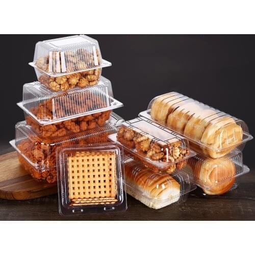 100Pcs Disposable Plastic Cake Packing Boes Clear Fruit Salad Bread Box Takeway Bento Boxes Party Cookie Cake Food Container