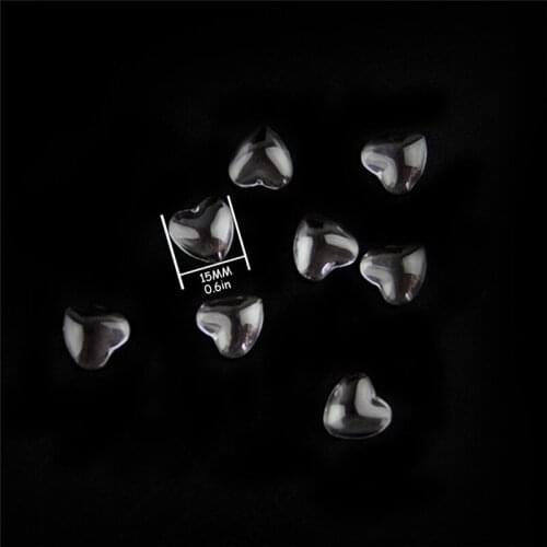 100pcs Heart 15mm Flat Back Clear Glass Cabochon Transparent Glass Cabochon For DIY Fashion Jewelry Promotion Making