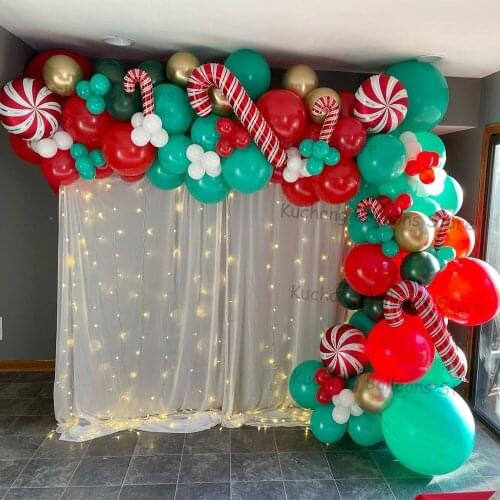 117pcs Merry Christmas Balloon Garland Arch kit Christmas Red Candy Canes Balloons Globos For Christmas Party Decoration