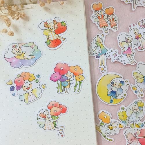 20pcs Cute illustration flower fairy Stickers Crafts Scrapbooking stickers book Student label Decorative sticker DIY Stationery