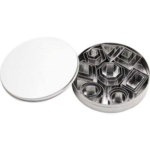 24 PCS Kitchen Stainless Steel Dessert Biscuit Mold Geometric Shape Chocolate Cookie Cutter Set Christmas Baking Tool Mini