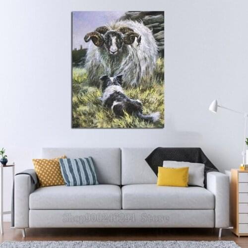 Full Drill Diamond Painting sheep & Border Collie Home Decor Mosaic animals Diamond Art Handmade Gift FF1484