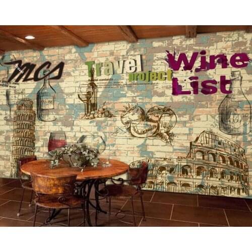 Free Shipping Photo Wallpapers 3D Custom European Vintage Retro Wall Painting Bar Restaurant Decoration Wallpaper KTV Mural