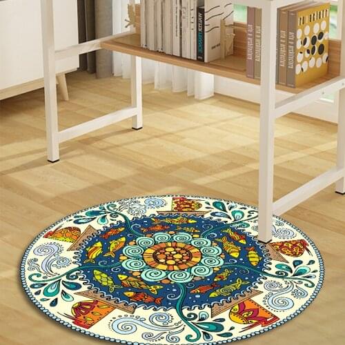 Free shipping Holiday Gift Self-Adhesive Mandala Circles Flower Paisley Pattern Round Floor Sticker Table Sticker Wall Sticker
