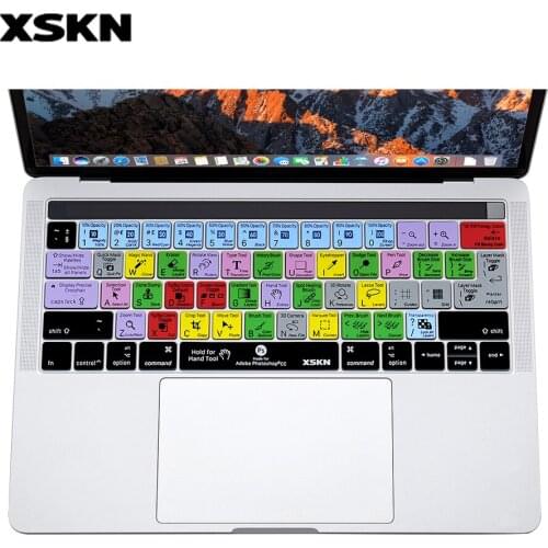 XSKN US EU Adobe Photoshop Shortcut Keyboard Skin PS Cover Film for Touch Bar Model New MacBook A1706 & A1707 (2016 Release)