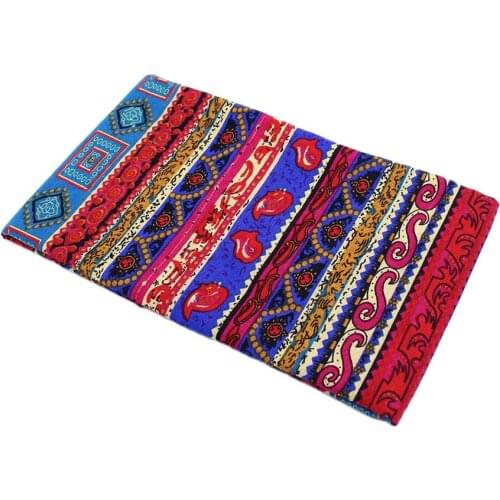 CMCYILING Printed Cotton Linen Fabric For Quilting Sewing Clothes Table Cloth Curtain Material Thin Red Geometry Ethnic Fabric