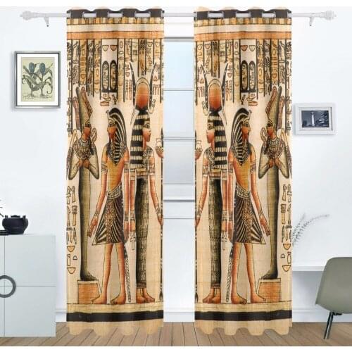 Ancient Egypt Art Curtains Drapes Panels Window Blackout Curtain Divider for Patio Window Sliding Glass Door Fabric Rideaux