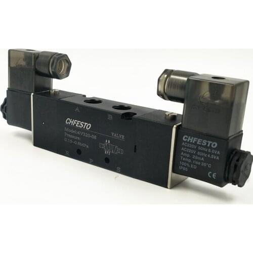 4V320-08 Solenoid Valves 2 Position 5 Port 1/4" Pneumatic Control Valve DC24V AC220V AC110V DC12V AC24V Double Solenoid