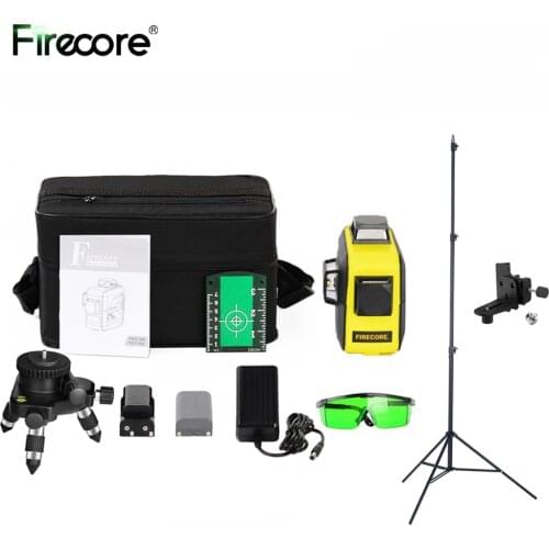 FIRECORE 12 Lines 3D Green Laser Level Self-Leveling Лазерный Уровень Suitcase Laser + Fine-Tuning Base/2 in 1 bracket( F93T-XG