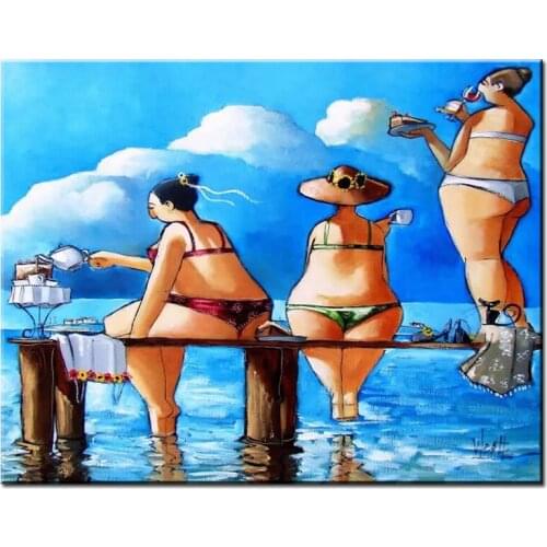 Photo custom diamond painting fat lady beach sexy women full display square diamond mosaic diamond embroidery Rhinestone art