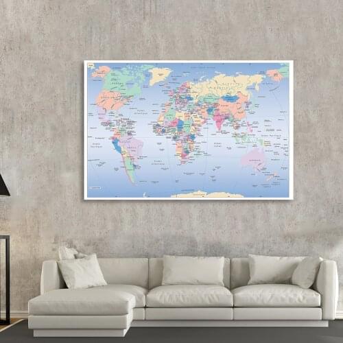 150*100cm The World Political Map In French Wall Art Pictures Classic Paintings World Posters and Prints Education Supplies