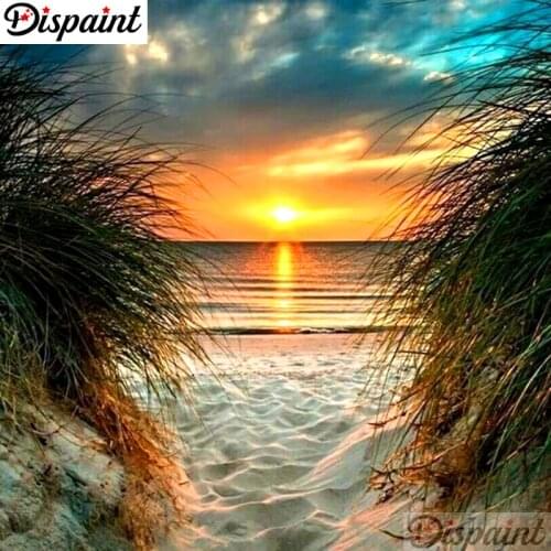 Dispaint Full Square/Round Drill 5D DIY Diamond Painting "Sunset beach scenery"3D Embroidery Cross Stitch 5D Home Decor A10346