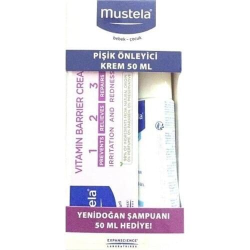 Mustela Vitamin Barrier Diaper Rash Cream 50 ml + Newborn Shampoo 50 ml