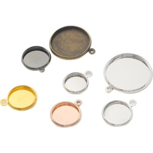20pcs/lot 10 12 16 18 20 mm Round Cabochon Base Tray Bezels Blank Setting Supplies For Jewelry Making Findings Bracelet Pendant